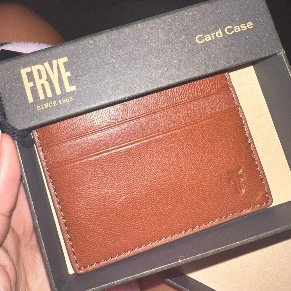 Frye brown leather slim fold wallet NWT